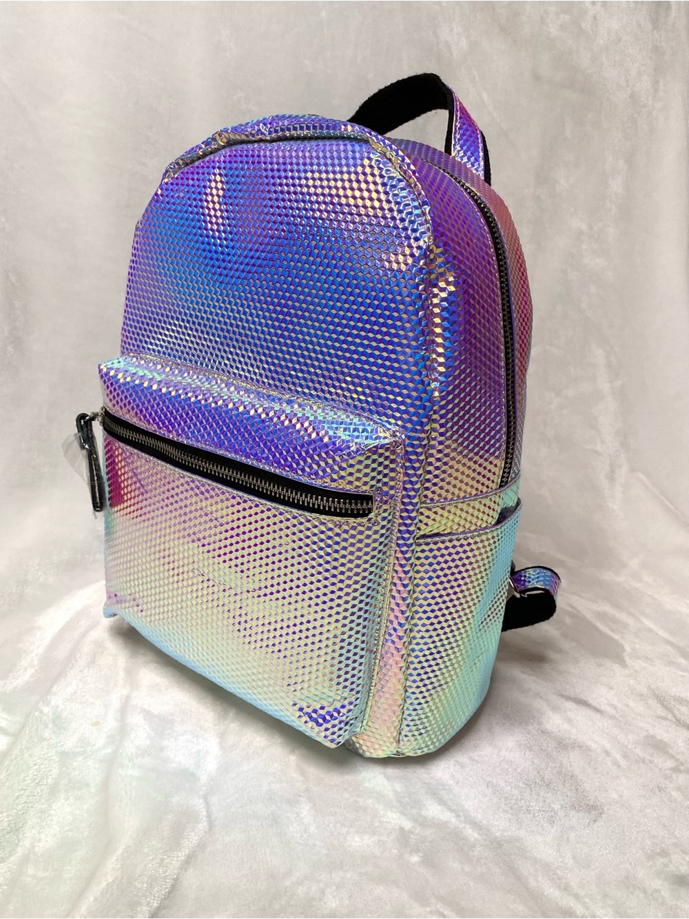Holographic Color Shift Cyber Rave Mini Backpack - Picture 3 of 13